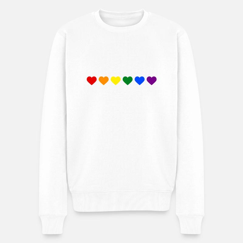 Regenbogenherzen - Männer Premium Bio Pullover - Weiß