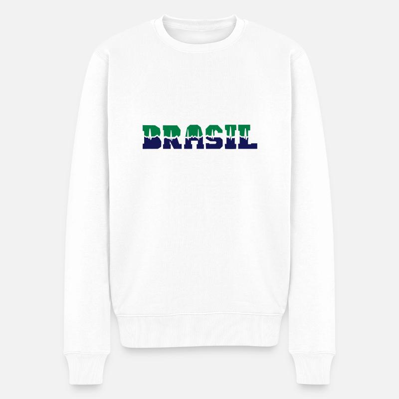 Brasil pulsation Brazil - Männer Premium Bio Pullover - Weiß