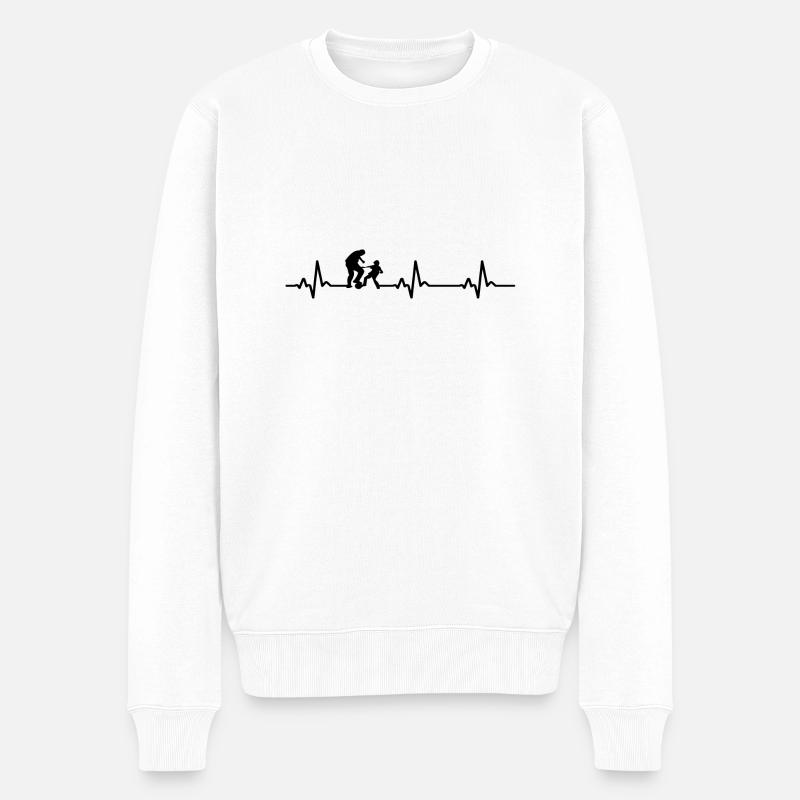 Familie Herzschlag Vater Mutter - Männer Premium Bio Pullover - Weiß