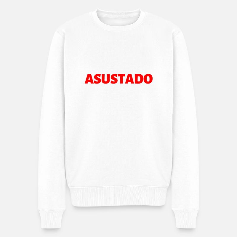 verängstigt Spanisch Sprache - Männer Premium Bio Pullover - Weiß