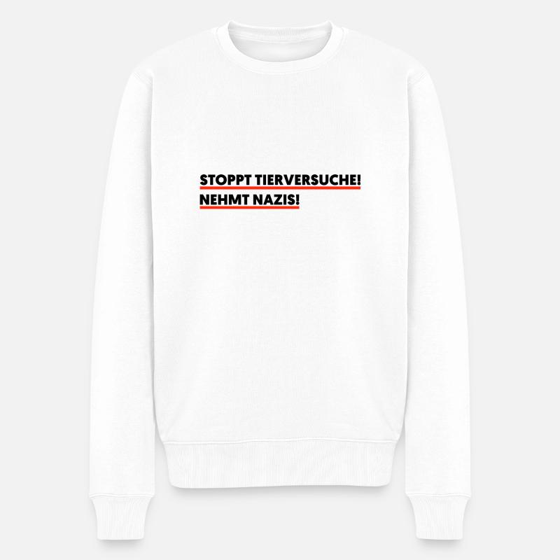 Stoppt Tierversuche - Männer Premium Bio Pullover - Weiß