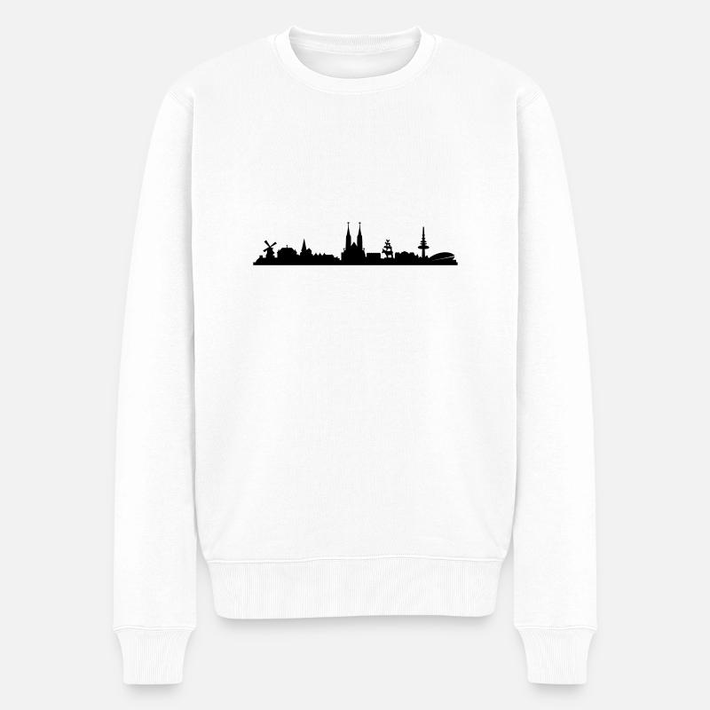 Skyline Bremen - Männer Premium Bio Pullover - Weiß