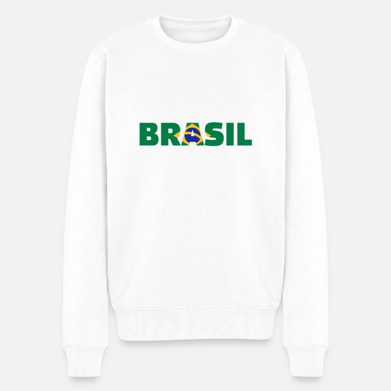 Brasilien - Männer Premium Bio Pullover - Weiß