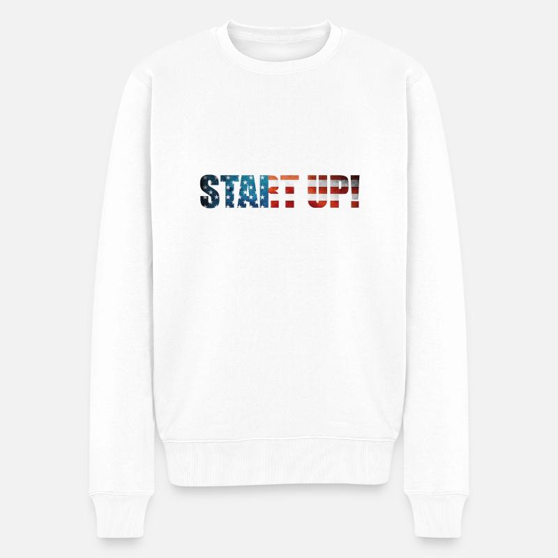 Startup - Männer Premium Bio Pullover - Weiß