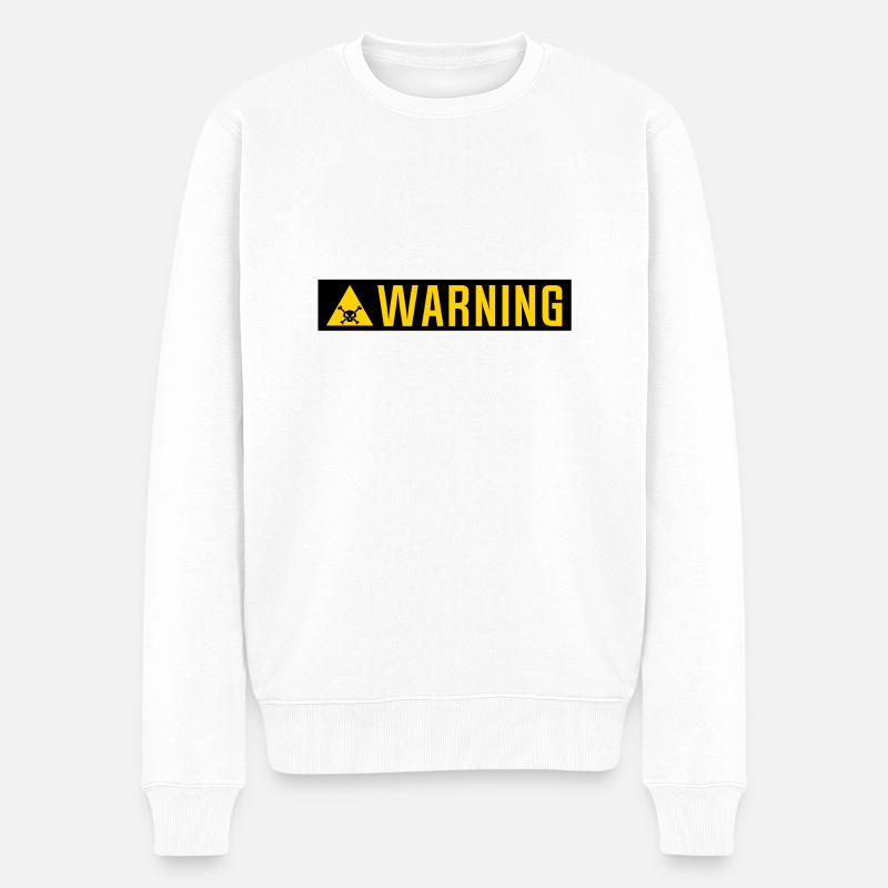 warning panel skull triangle plate - Men's Premium Organic Jumper - white