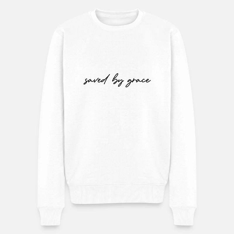 saved by grace - Männer Premium Bio Pullover - Weiß
