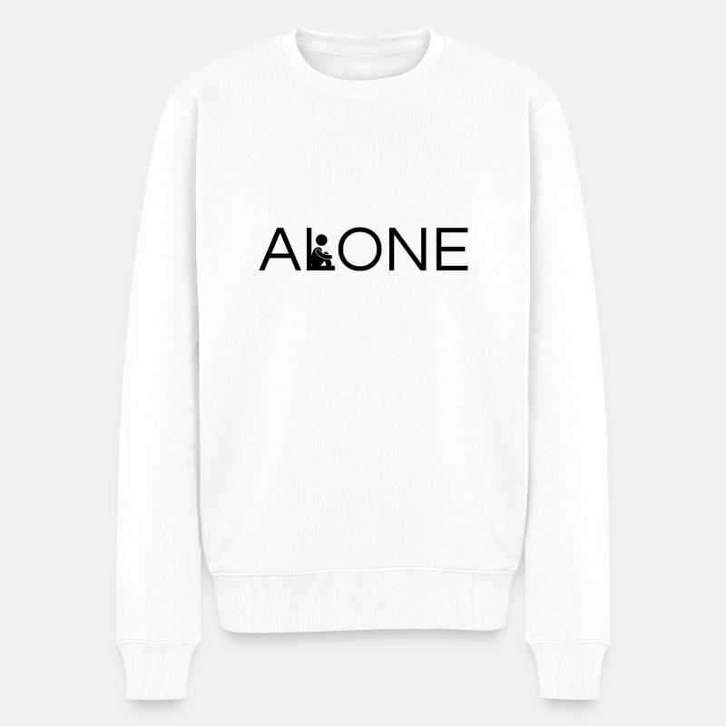 alone - Pull Premium bio Homme - blanc