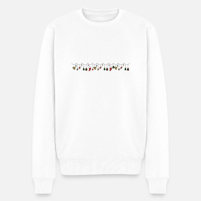 Weihnachten Girlande - Männer Premium Bio Pullover - Weiß