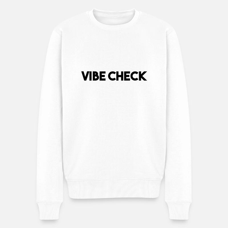 VIBE-CHECK - Männer Premium Bio Pullover - Weiß