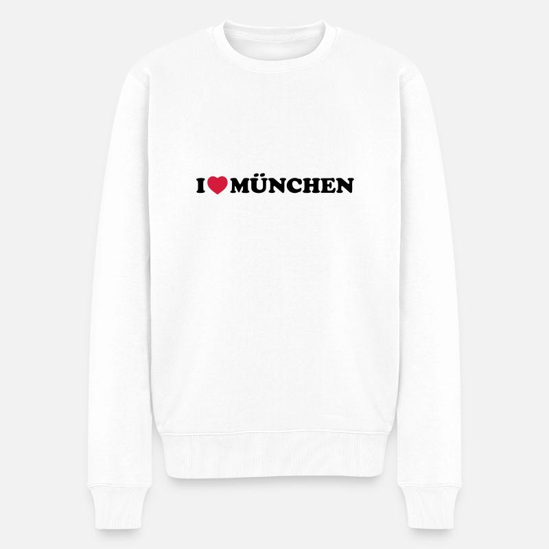 i love Munchen - Männer Premium Bio Pullover - Weiß