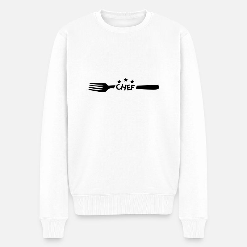 fourchette chef - Pull Premium bio Homme - blanc