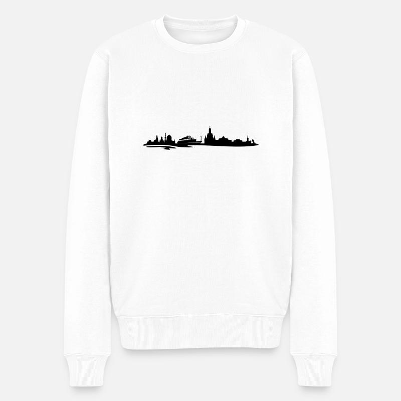 Skyline Dresden - Männer Premium Bio Pullover - Weiß
