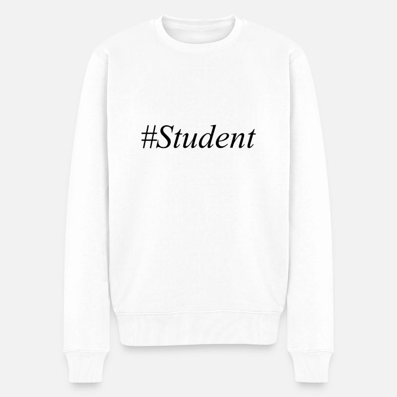 #Student Logo Noir - Pull Premium bio Homme - blanc