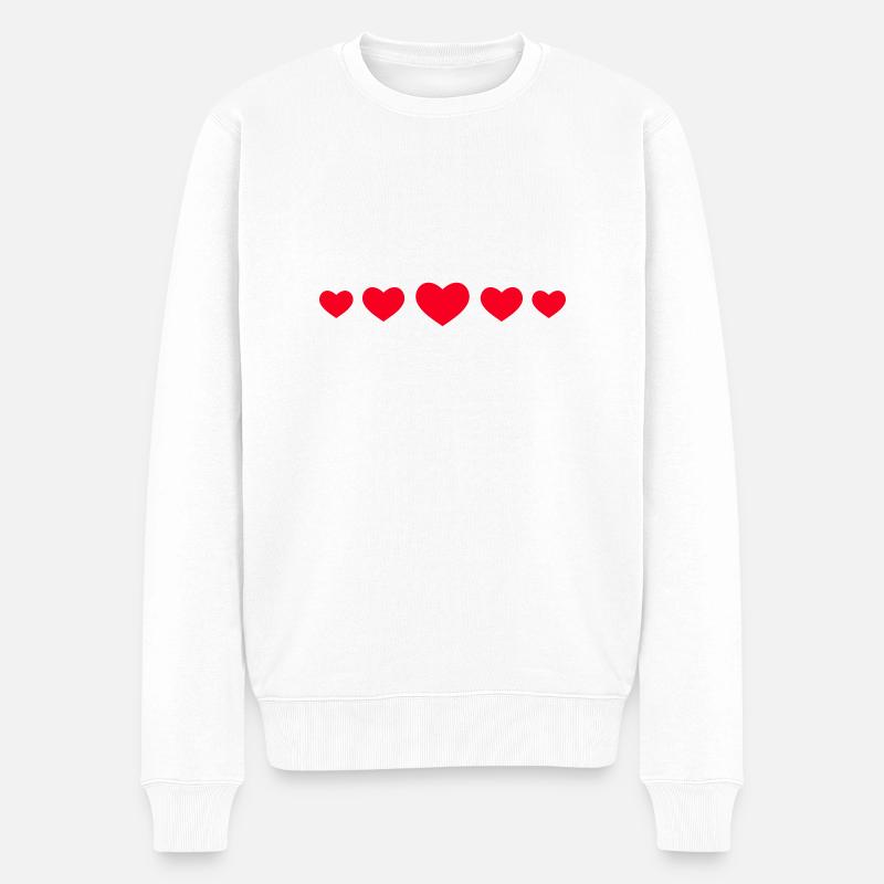 herzen - Männer Premium Bio Pullover - Weiß
