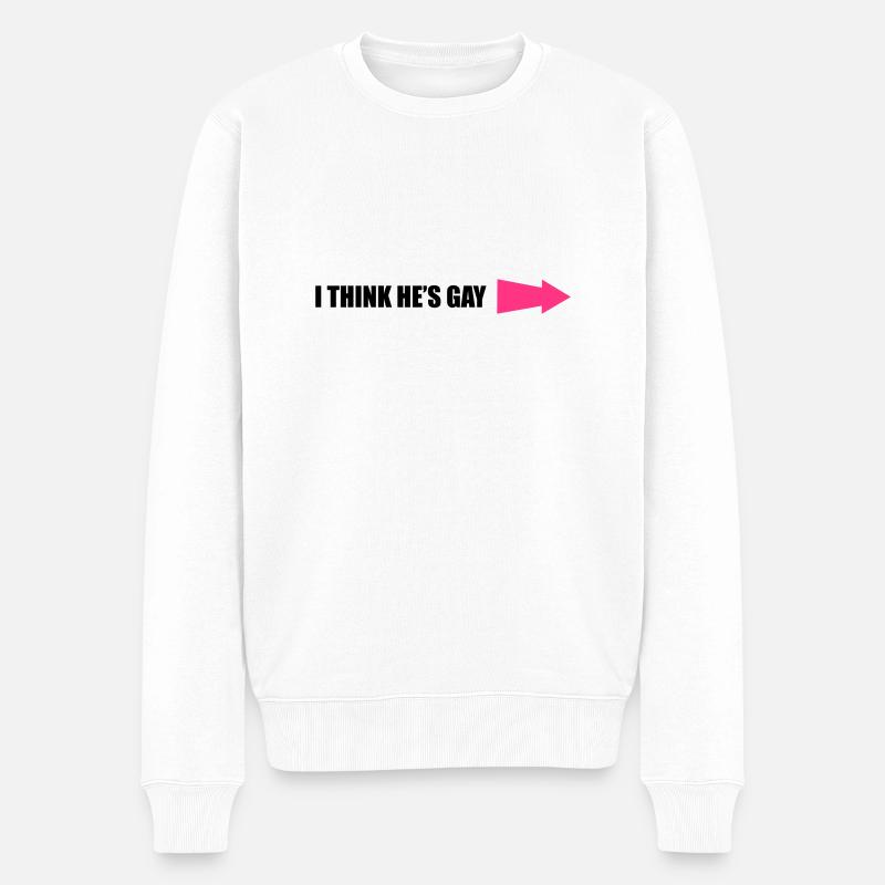 I Think He's Gay - Männer Premium Bio Pullover - Weiß