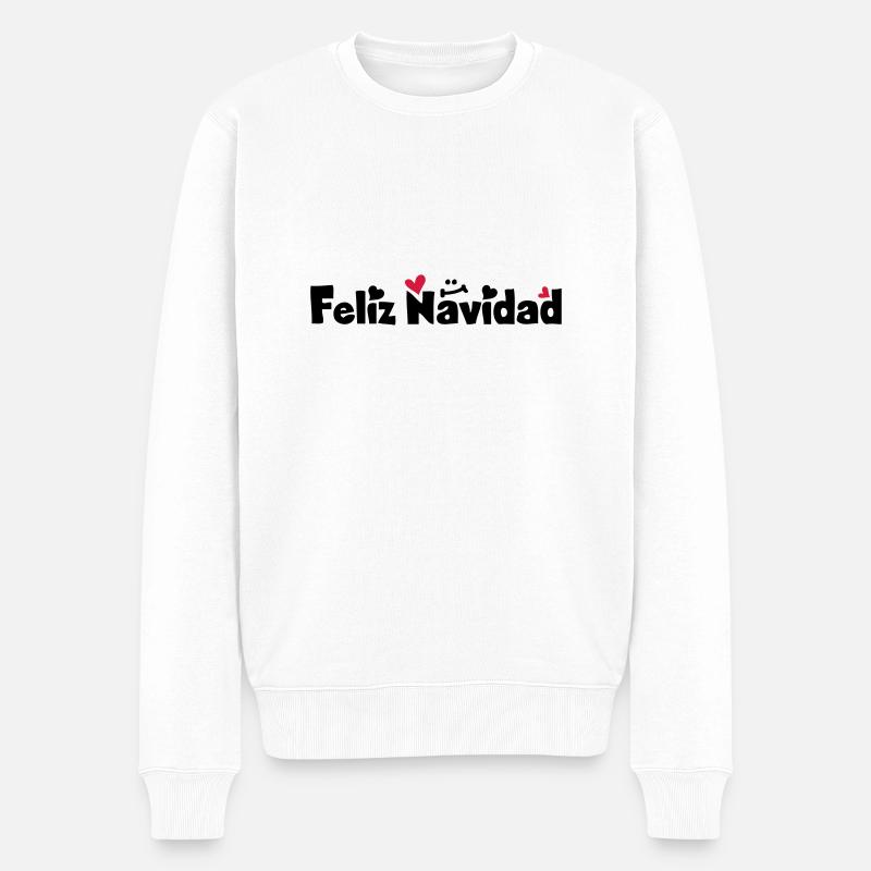 Feliz Navidad Frohe Weihnachten - Männer Premium Bio Pullover - Weiß