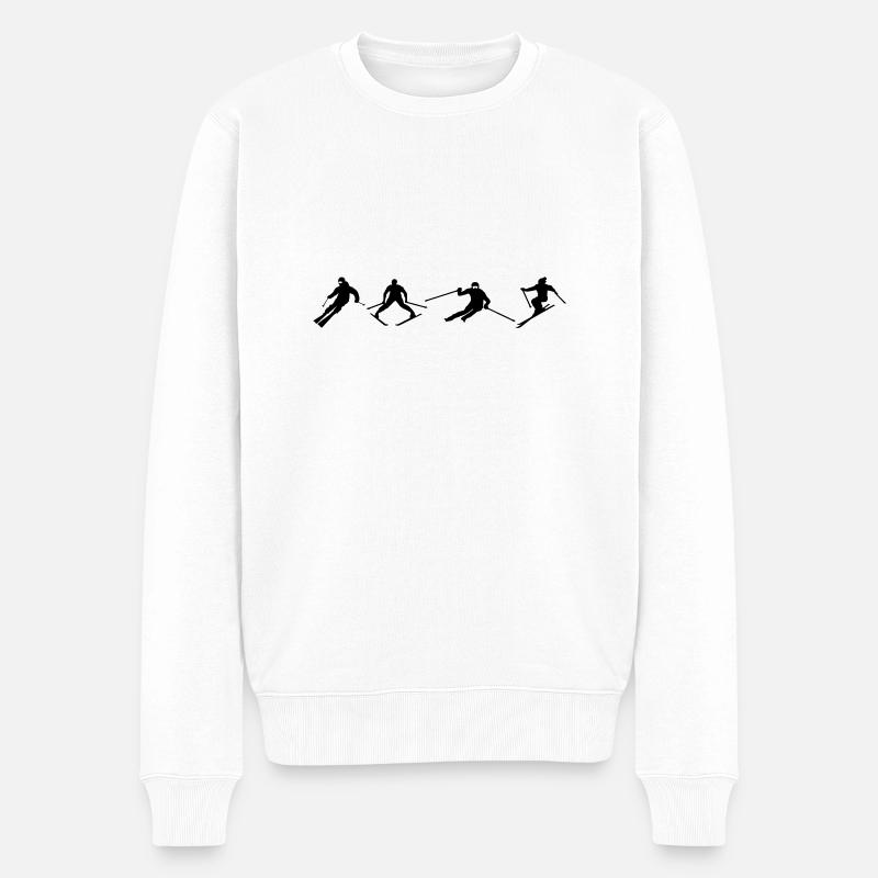 Skifahrer - Männer Premium Bio Pullover - Weiß