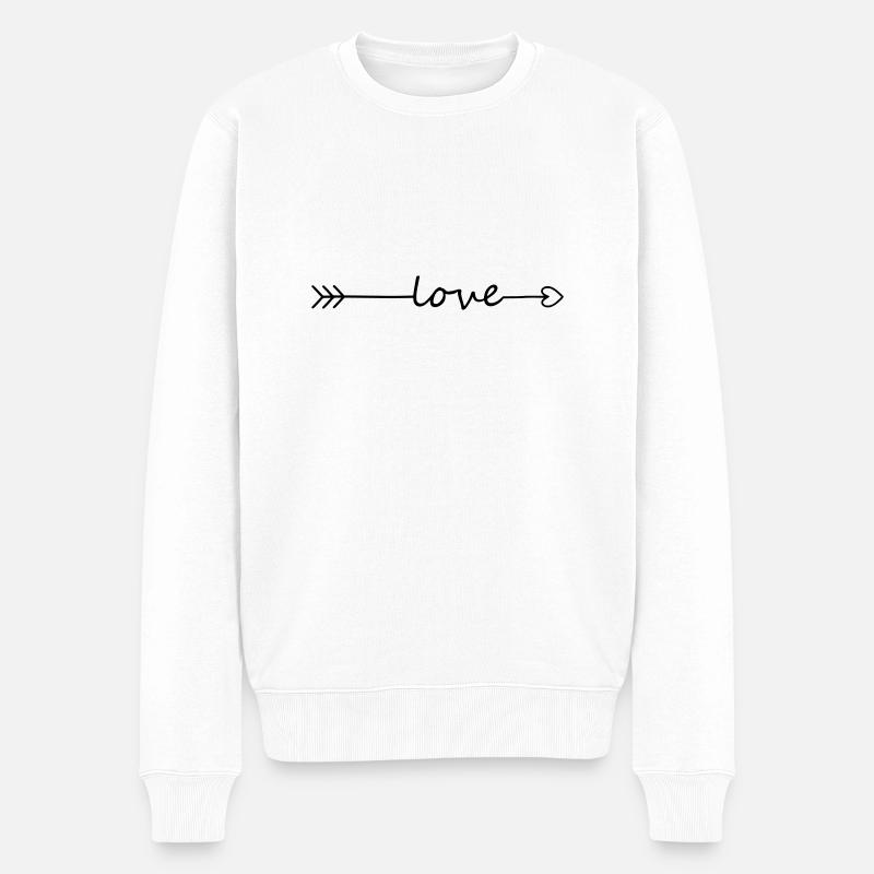 Herz Pfeil Love - Männer Premium Bio Pullover - Weiß