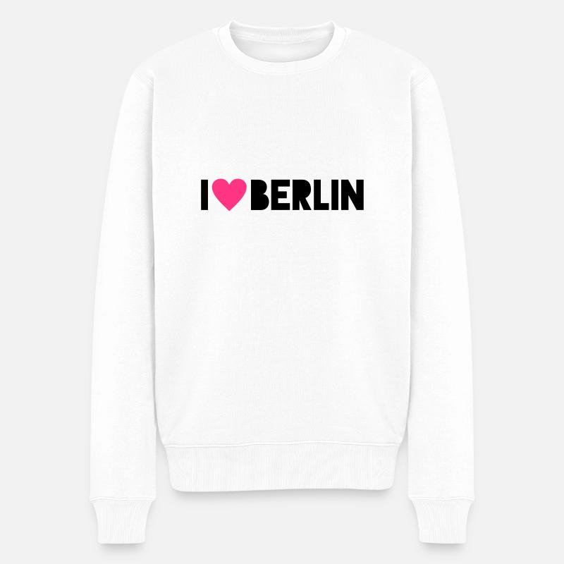 I Love Berlin - Männer Premium Bio Pullover - Weiß