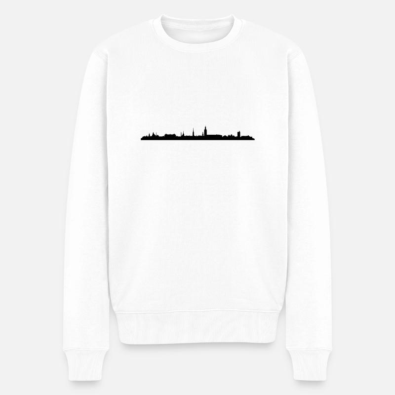 Skyline Stockholm - Männer Premium Bio Pullover - Weiß