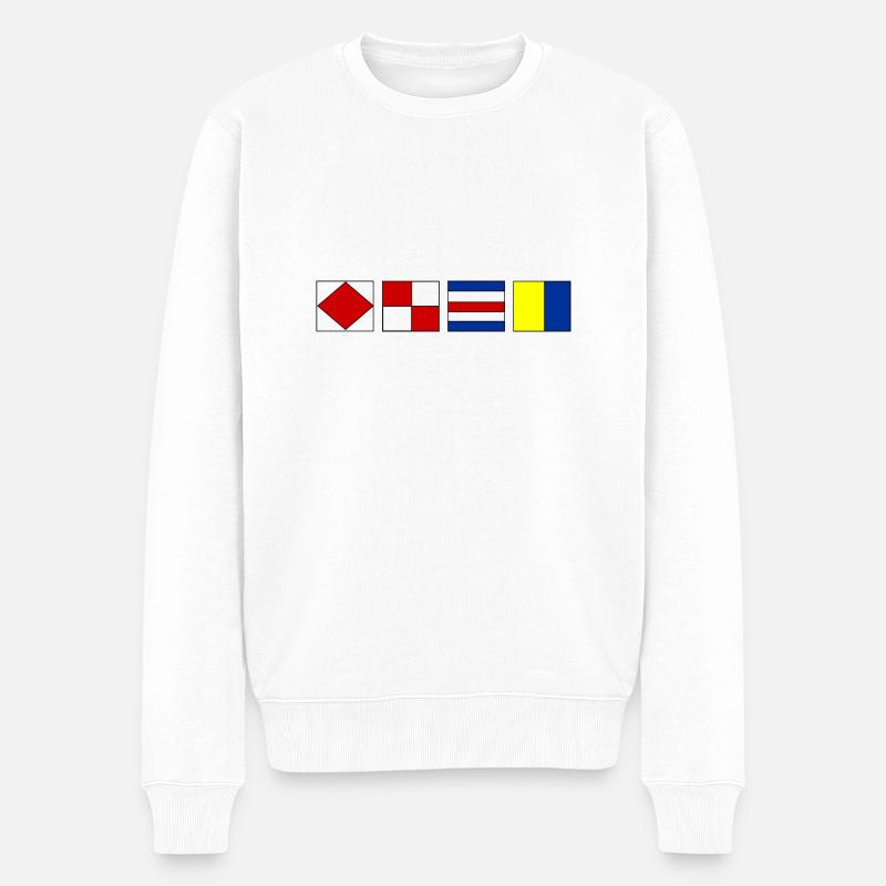 Nautische Flaggen - Männer Premium Bio Pullover - Weiß