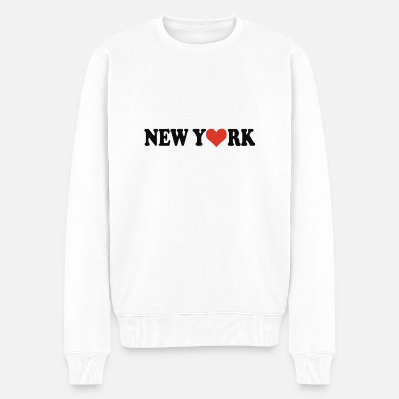 New York - Männer Premium Bio Pullover - Weiß