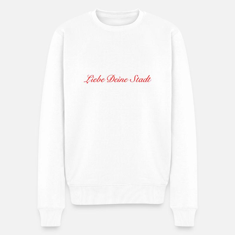 Liebe Deine Stadt red - Männer Premium Bio Pullover - Weiß