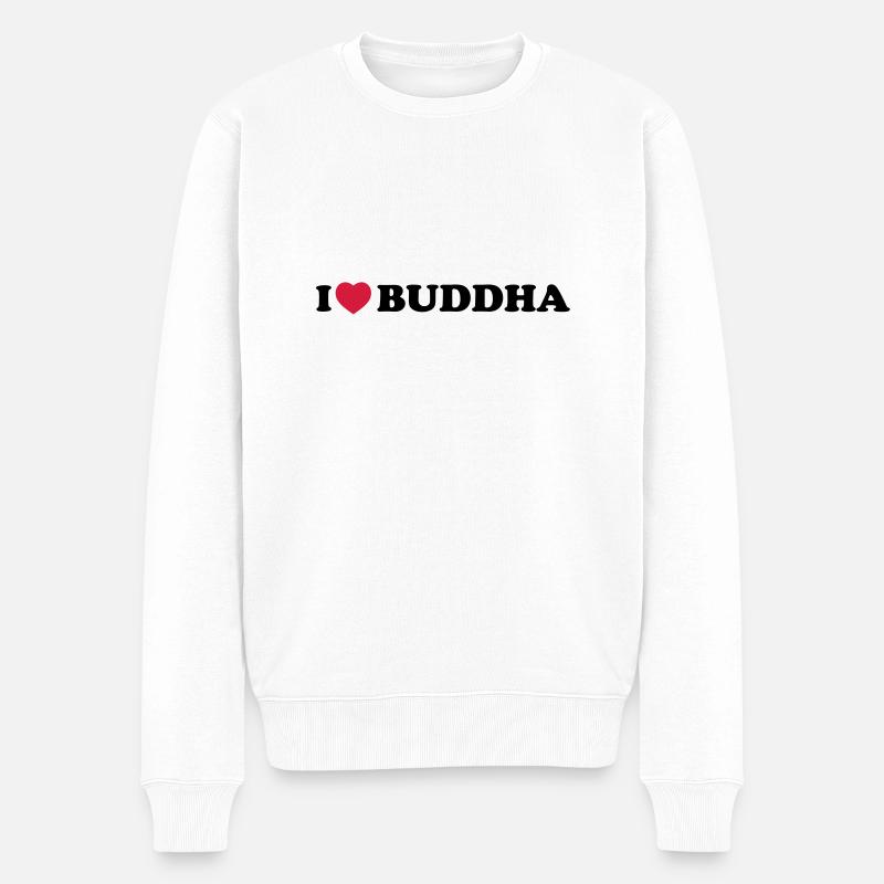I love Buddha - Männer Premium Bio Pullover - Weiß