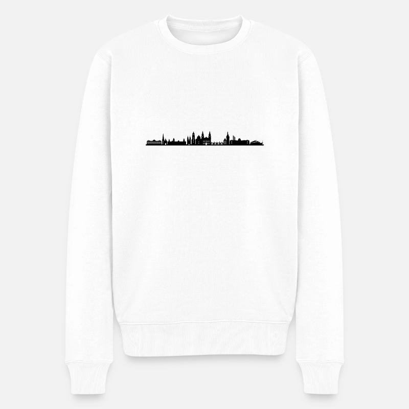 Skyline - Würzburg - Männer Premium Bio Pullover - Weiß