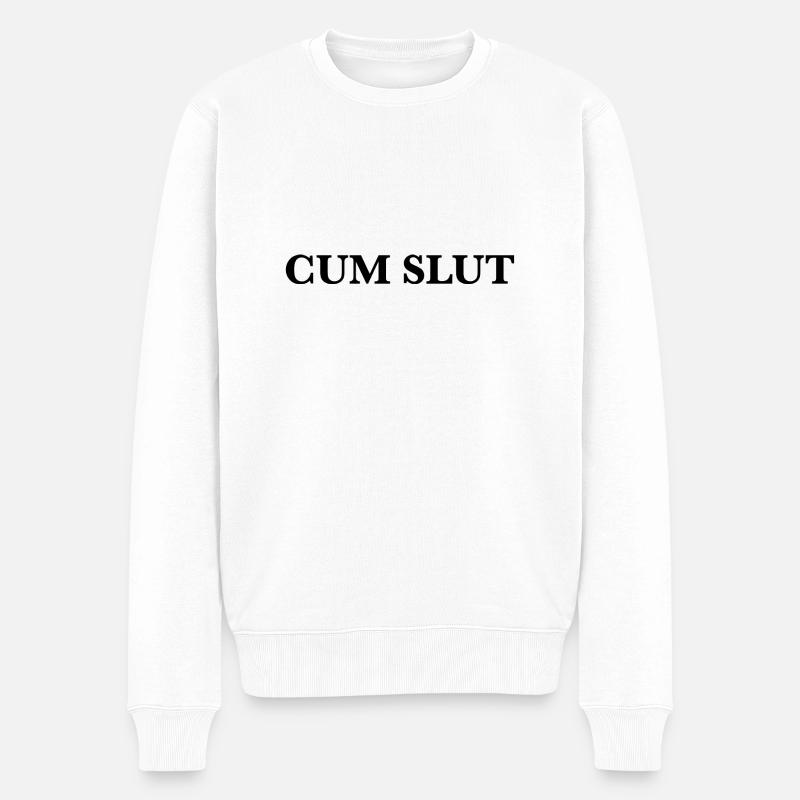 Cum Slut - Männer Premium Bio Pullover - Weiß