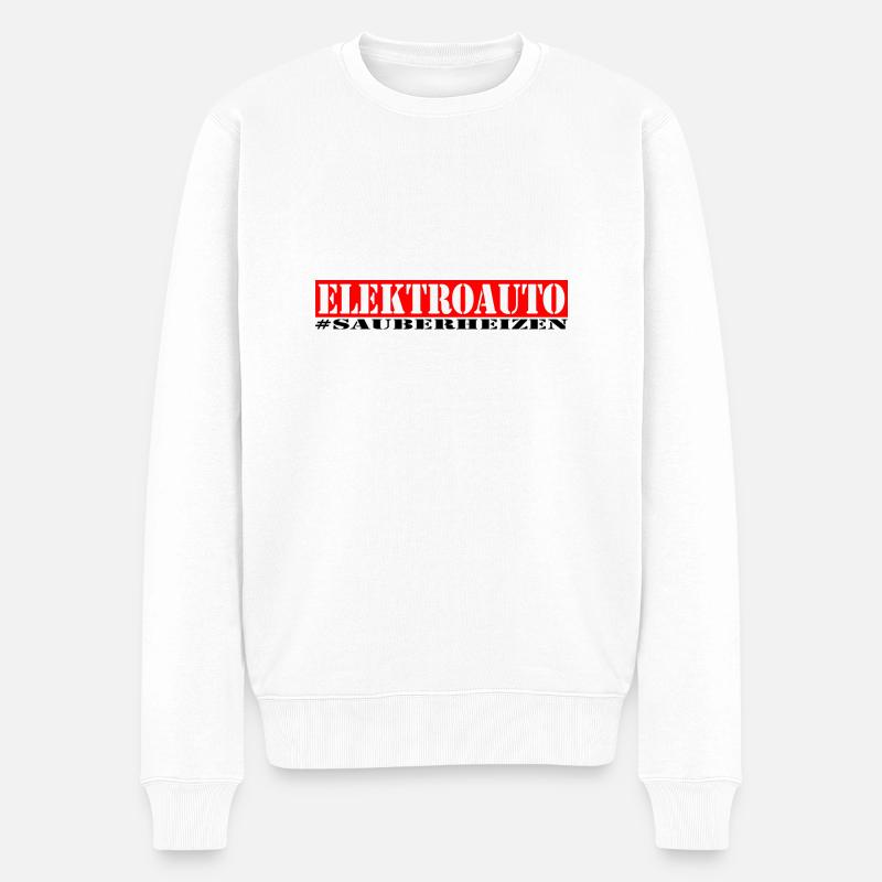Elektroauto = sauber "heizen" - Männer Premium Bio Pullover - Weiß