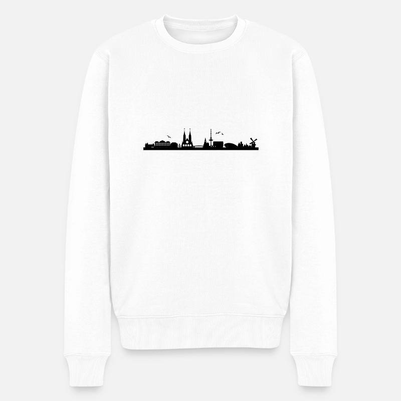 Skyline Bremen - Männer Premium Bio Pullover - Weiß