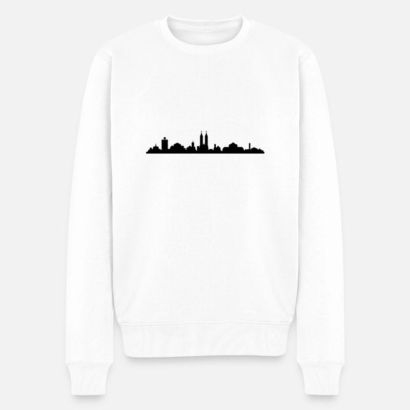 Skyline Kassel - Männer Premium Bio Pullover - Weiß