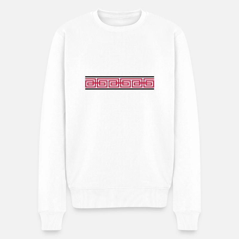 Rotes Ornament Design - Männer Premium Bio Pullover - Weiß