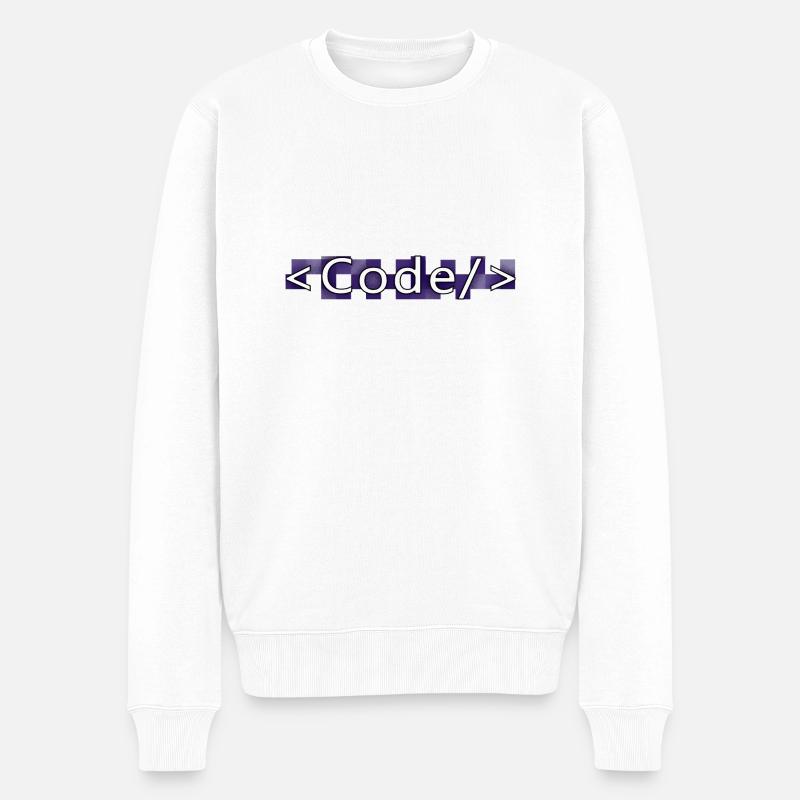 Code style (purple) - Pull Premium bio Homme - blanc