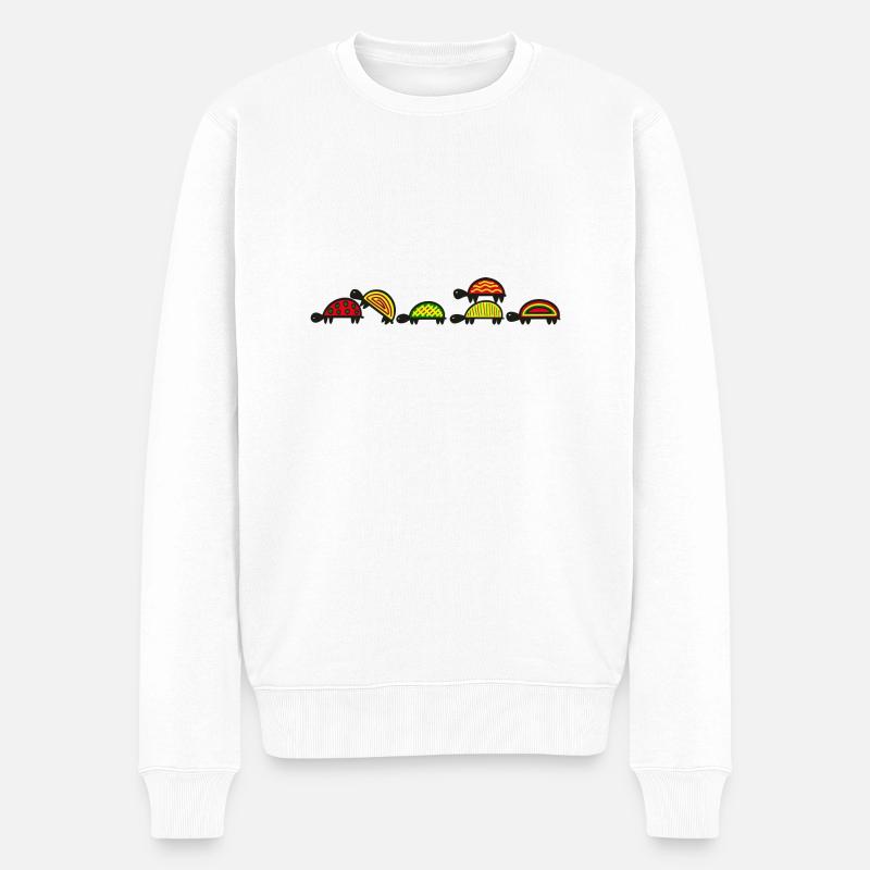Schildkröten-parade - Männer Premium Bio Pullover - Weiß
