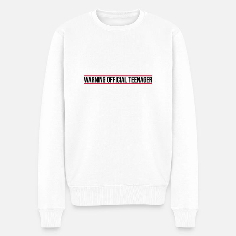 avertissement citation officielle d’adolescent - Pull Premium bio Homme - blanc