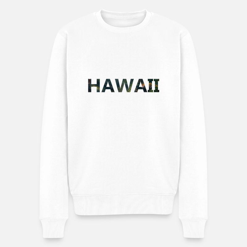 Hawaii - Männer Premium Bio Pullover - Weiß