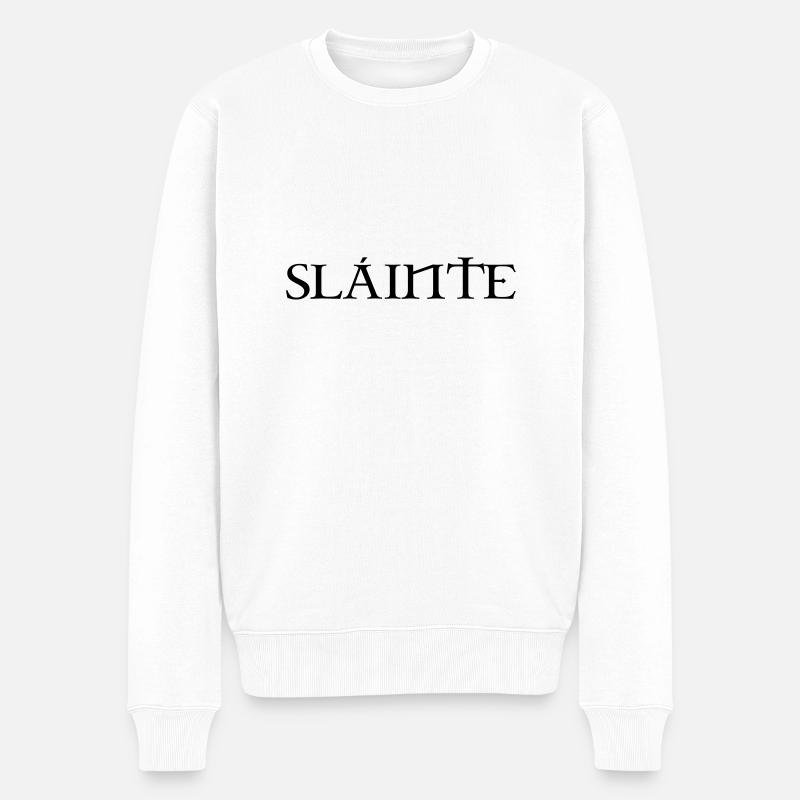 Slainte text de - Männer Premium Bio Pullover - Weiß