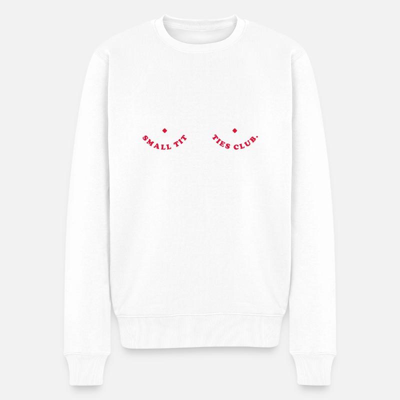 small titties club. - Männer Premium Bio Pullover - Weiß