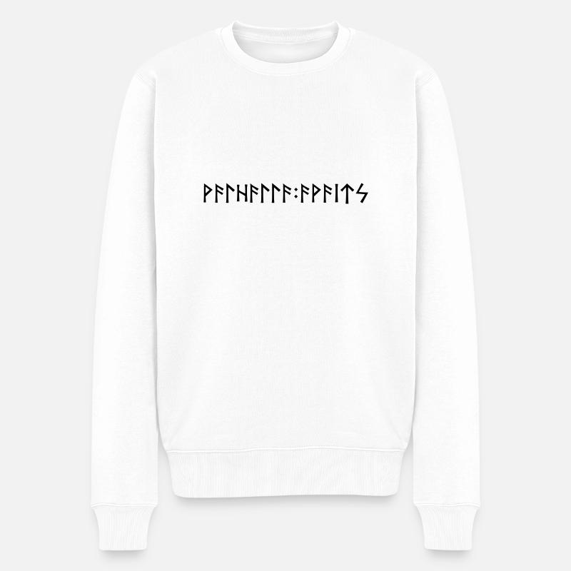 Walhalla Awaits - Runenschrift - Männer Premium Bio Pullover - Weiß