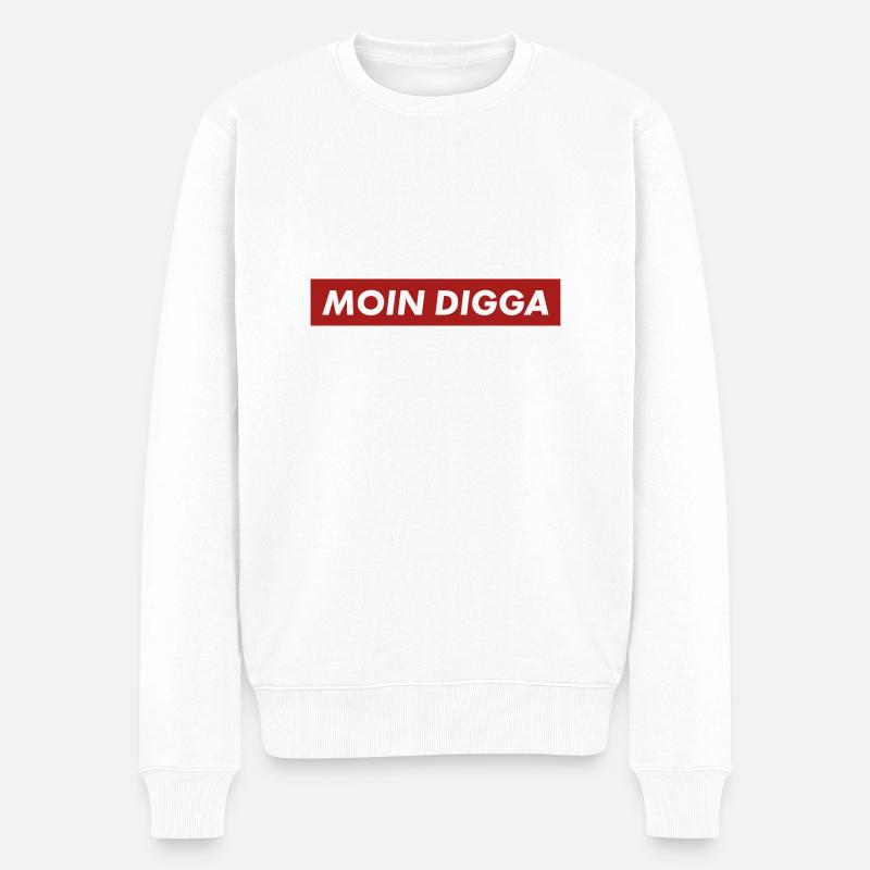 MOIN DIGGA - Männer Premium Bio Pullover - Weiß