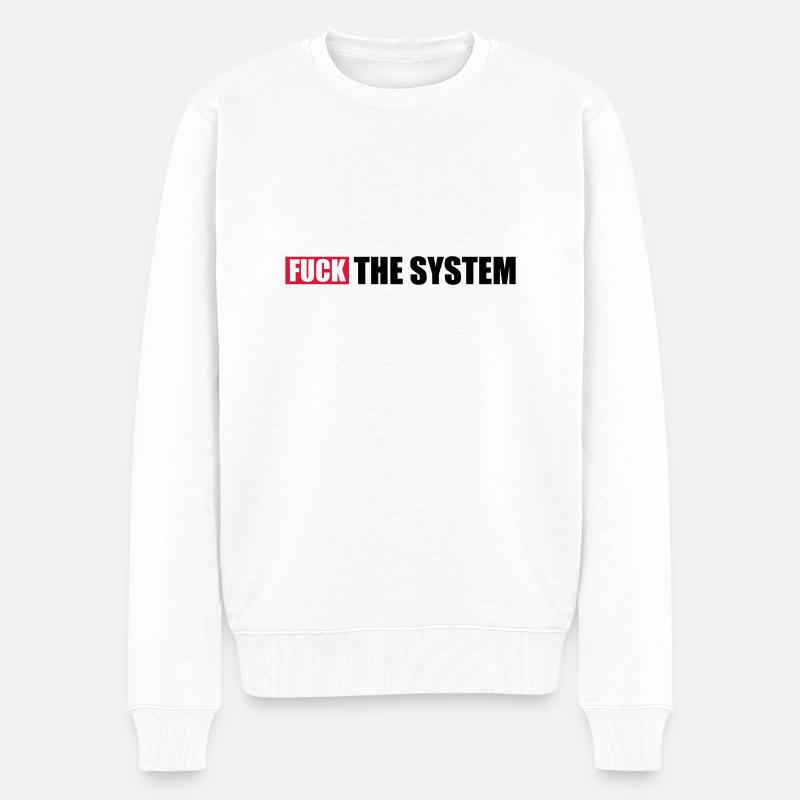 Aufstand fuck the system - Männer Premium Bio Pullover - Weiß