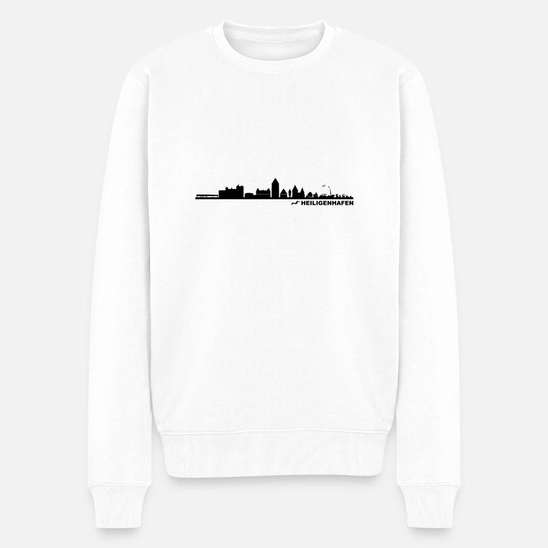 Skyline - Küste Heiligenhafen - Männer Premium Bio Pullover - Weiß