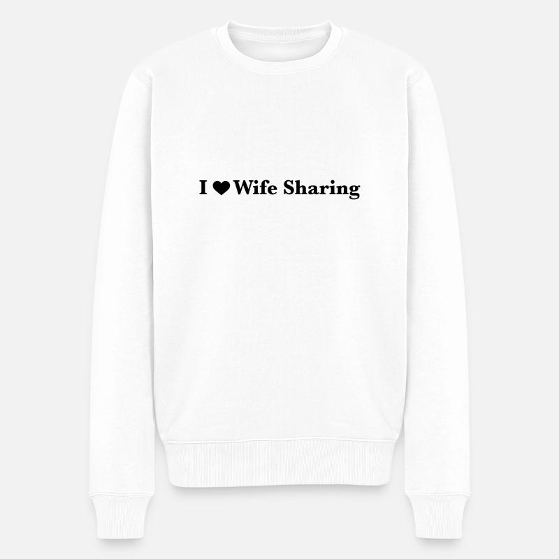 I love wife sharing - Männer Premium Bio Pullover - Weiß