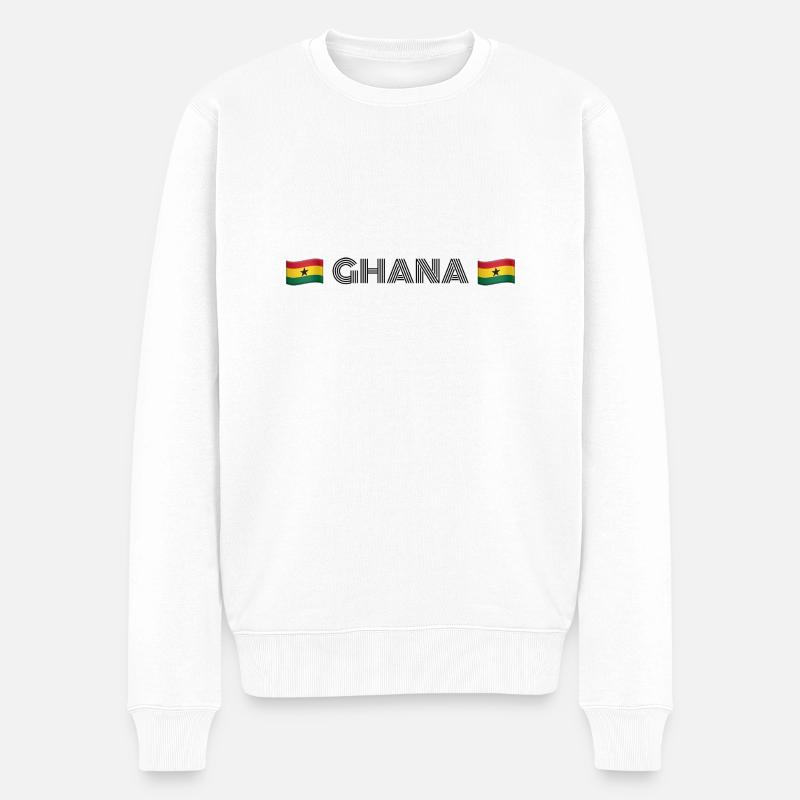GHANA - Männer Premium Bio Pullover - Weiß