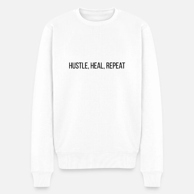 Hustle. Heal. Repeat. - Männer Premium Bio Pullover - Weiß