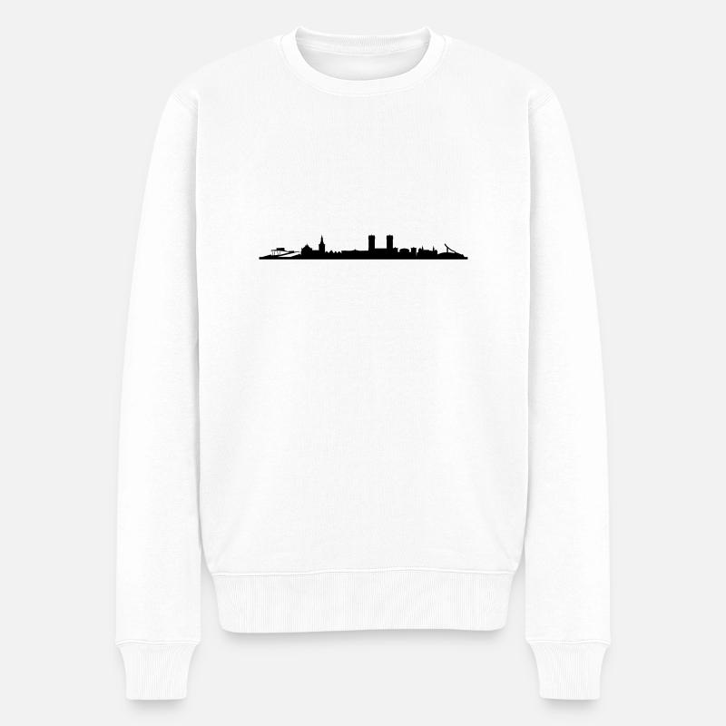 Skyline Oslo - Männer Premium Bio Pullover - Weiß