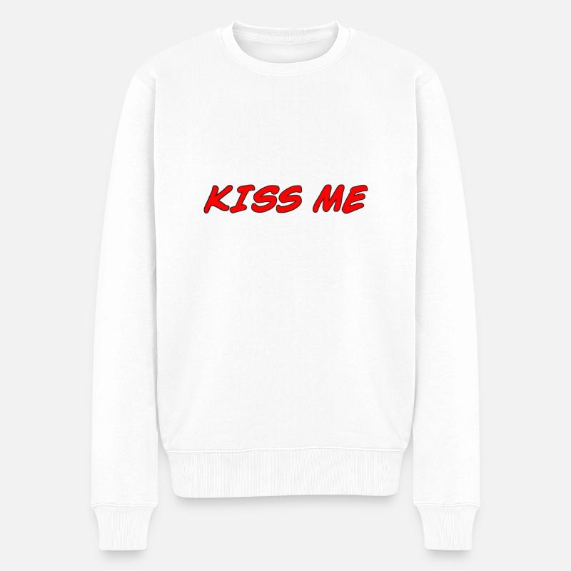 Küss mich 2 - Männer Premium Bio Pullover - Weiß