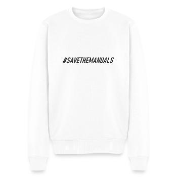 #savethemanuals - Getriebe - Gearbox - Manuell - Männer Premium Bio Pullover - Weiß - Vorne - Thijin (182cm)